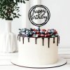 Dekorační zápich do dortu Happy Birthday černý