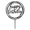 Dekorační zápich do dortu Happy Birthday černý