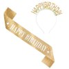 Narozeninová šerpa a korunka Happy Birthday zlatá