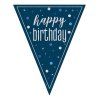 Vlaječková girlanda Happy Birthday modrá