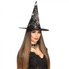 Čarodějnický klobouk černý s bílými pavouky