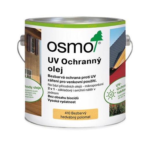 Fotografie OSMO UV Ochranný olej 410 bezbarvý Velikost balení: 0,75 l, Odstín: 410 bezbarvý bez účinných látek/interiér