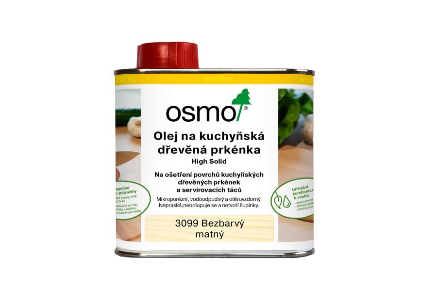OSMO 3099 Olej na kuchyňská dřevěná prkénka bezbarvý matný 0,5 litru