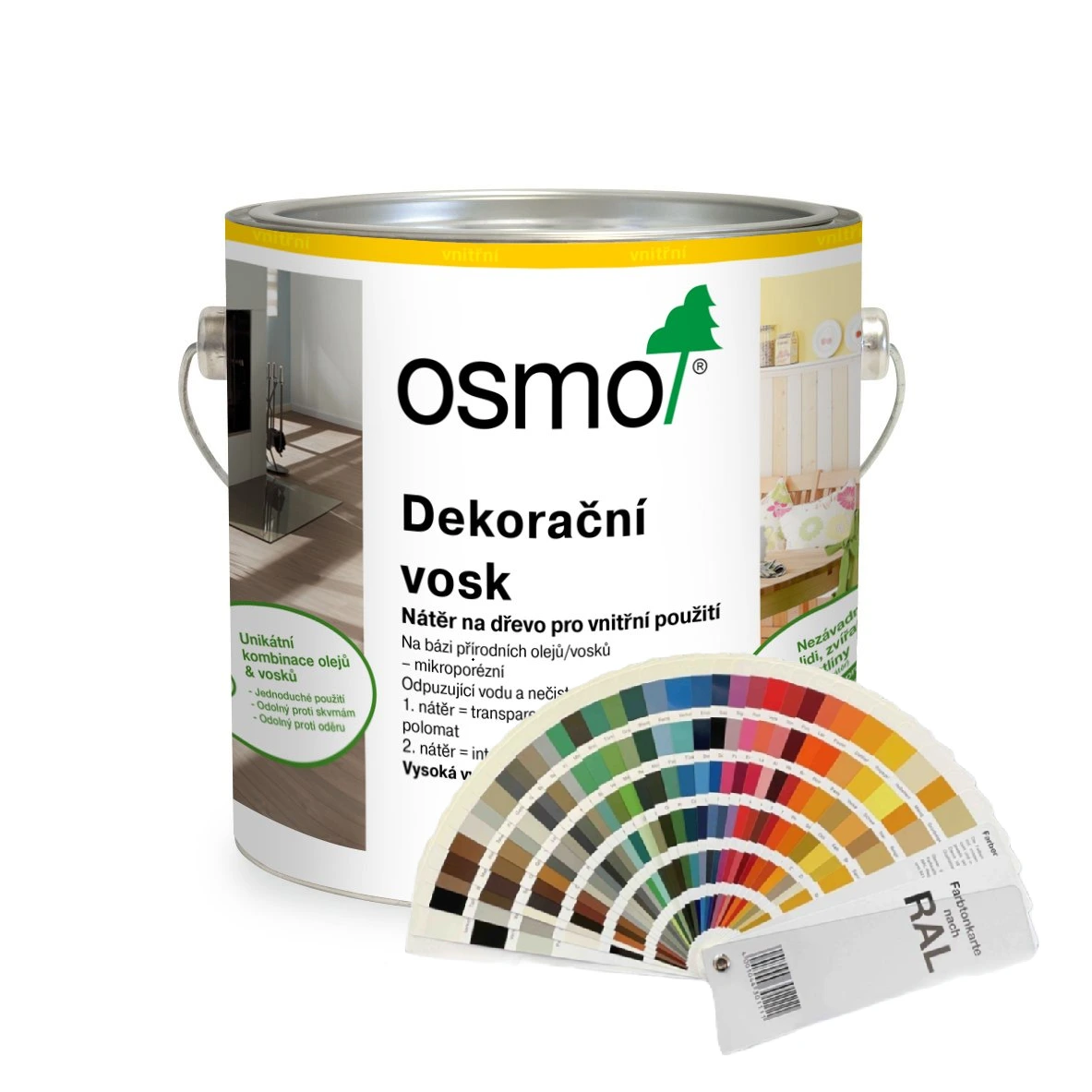 OSMO Dekorační vosk intenzivní odstíny dle RAL Odstín: RAL 1018 Zinková žlutá, Velikost balení: 0,125 l