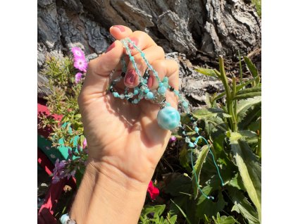 Larimar - dlouhý náhrdelník