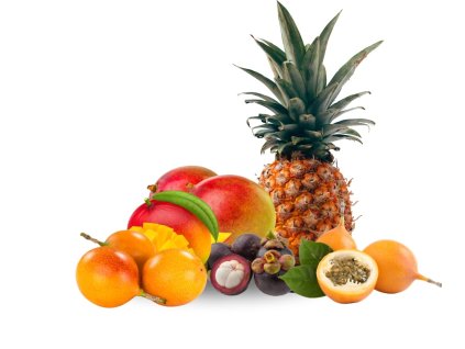 ovocna bedynka ananas mango granadilla mangostan