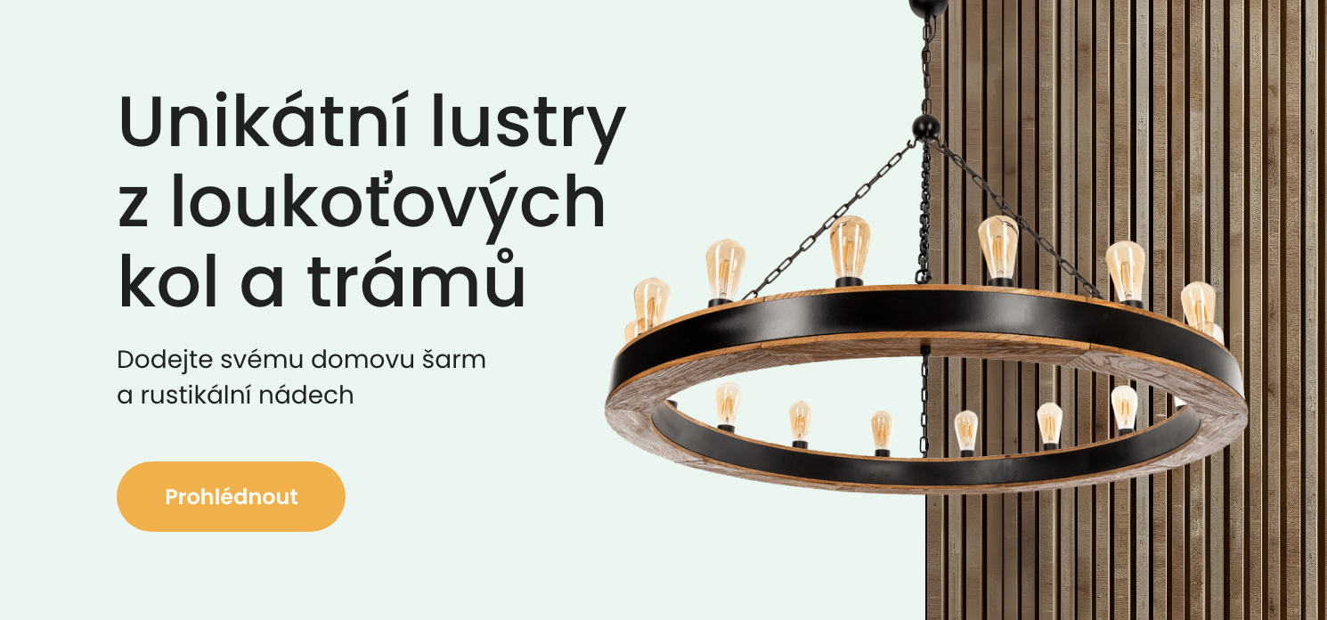 Lustry z loukoťových kol a trámů