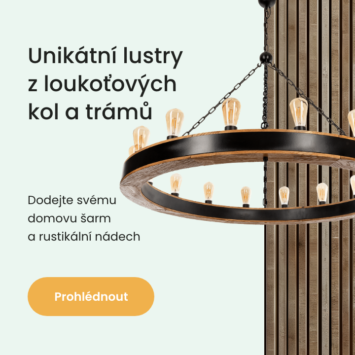 Lustry z loukoťových kol a trámů