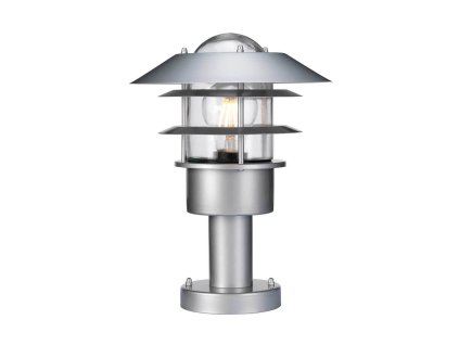 Nízká venkovní lampa na zahradu Elstead HELSINGOR/stříbrná
