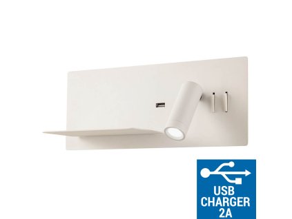 Nástěnná lampa na čtení do ložnice Redo BROOK/LED 8+3W/USB