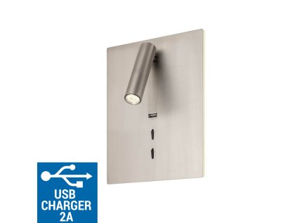 Nástěnné světlo nad postel s USB nabíječkou ZEN/LED 16+3W