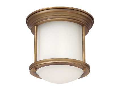 Stropní retro svítidlo do koupelny HADRIAN / kartáčovaný bronz / bílé sklo