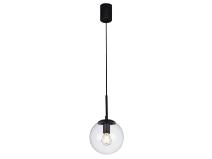 Černé závěsné světlo Redo 01-3164/skleněná koule Ø 15 cm