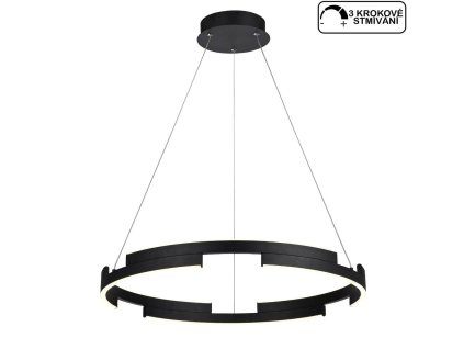Černé závěsné světlo na lanku Redo 01-3173 CASTLE/  průměr 60 cm/ LED 36W
