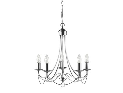 Pětiramenný stříbrný lustr MAYPOLE 6345-5SS
