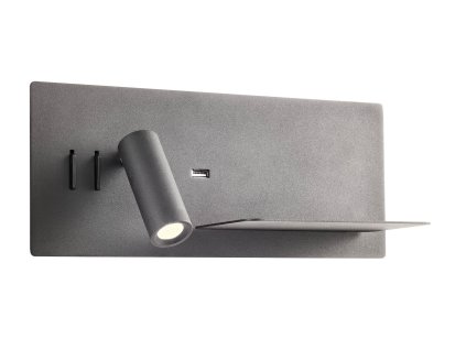 Redo BOOK černé nástěnné světlo nad postel s USB
