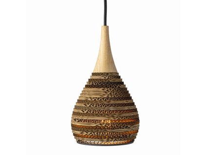 Papírový lustr Cardboard CONE XS WOOD/15 cm/1x E27