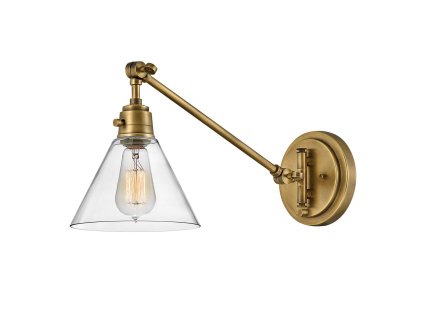 Vintage nástěnná lampa Hinkley ARTI 1W-HB-CG/sklo/stará mosaz