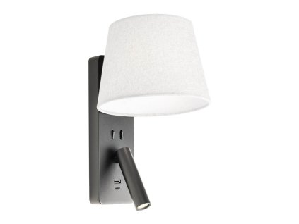 Redo NEMIA lampa k posteli s USB 1xE27 + LED 3W 2700K černá