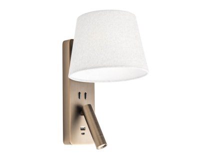 Redo NEMIA lampa k posteli s USB 1xE27 + LED 3W 2700K bronzová