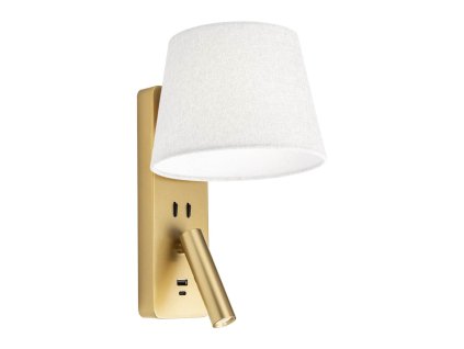 Redo NEMIA lampa k posteli s USB 1xE27 + LED 3W 2700K zlatá