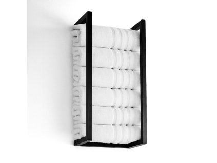 Nástěnný držák na ručníky KS-48 černý 50x25x15 cm