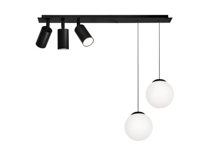 Černé bodovky a koule na lanku ALBIO 3×GU10/2×E14
