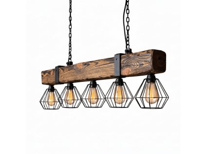 Světlo z trámu RUSTIC CAGE 120 cm 5xE27