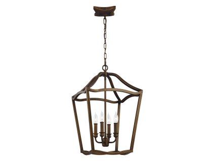 Lustr na řetězu Elstead YARMOUTH 4P stará mosaz