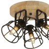 Stropní drátěné svítidlo - dřevo a černý kov