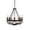 Rustikální kovový lustr Cartwheel 8905-5BK