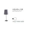 Šedá hotelová lampička ELVIS-L GR