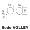 Redo Volley černé nástěnné světlo/bílá koule