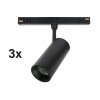 Kolejnicový systém osvětlení SET 2m - tři černé bodovky