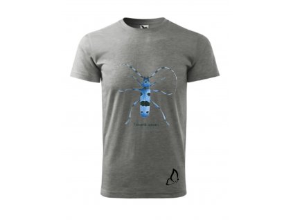 Pánské tričko s broukem - tesařík alpský - šedé, velikost M