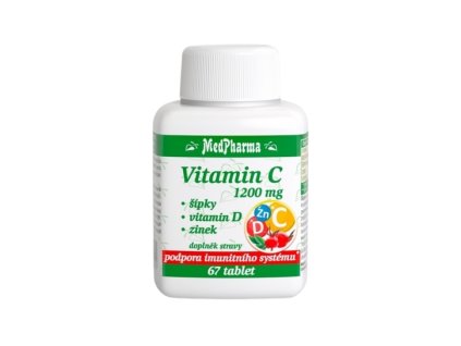 MedPharma Vitamin C 1200 mg + šípky, vitamin D, zinek - 67 tablet