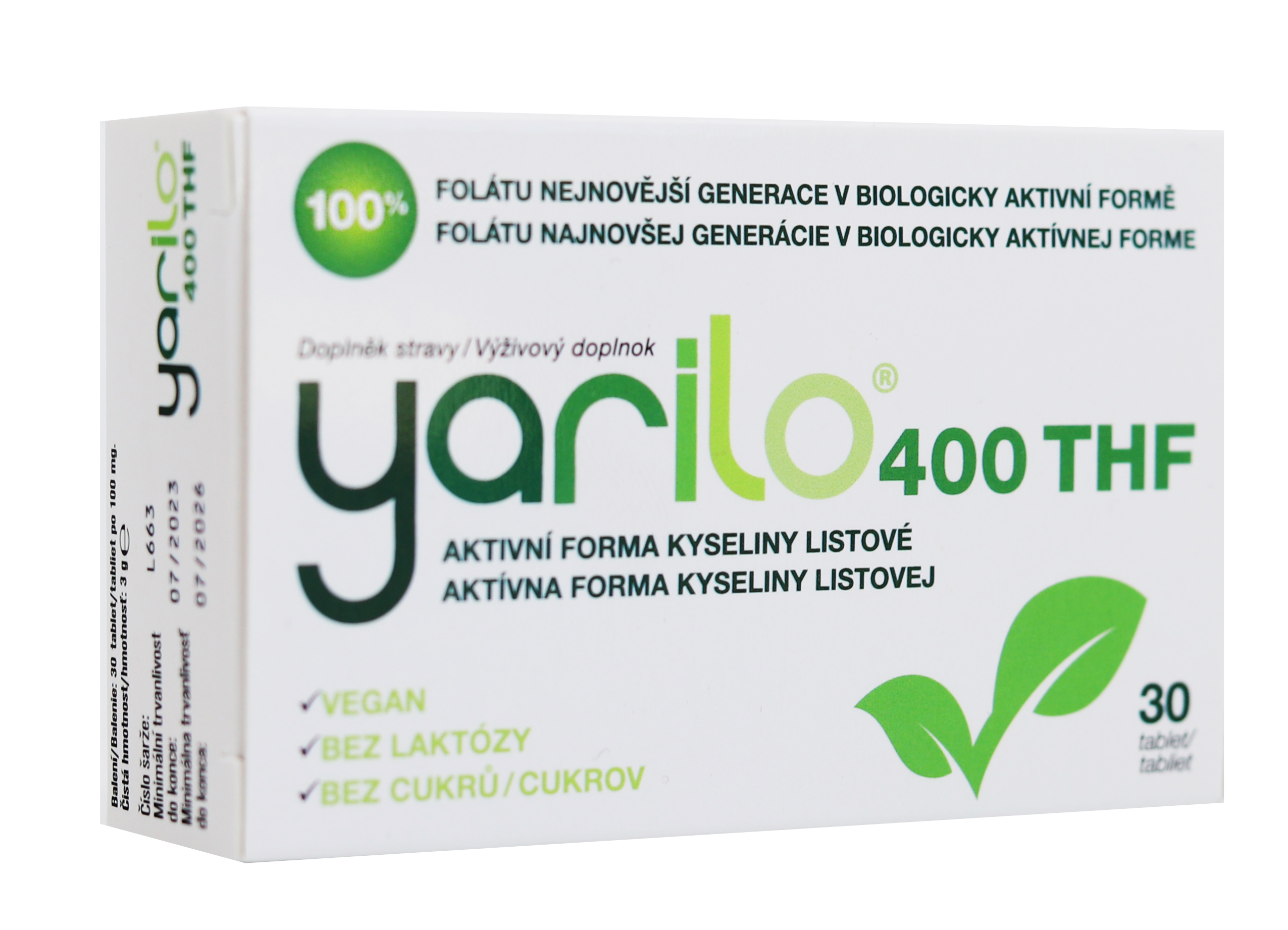 Axonia Yarilo 400 THF - aktivní forma kyseliny listové, 30 tablet