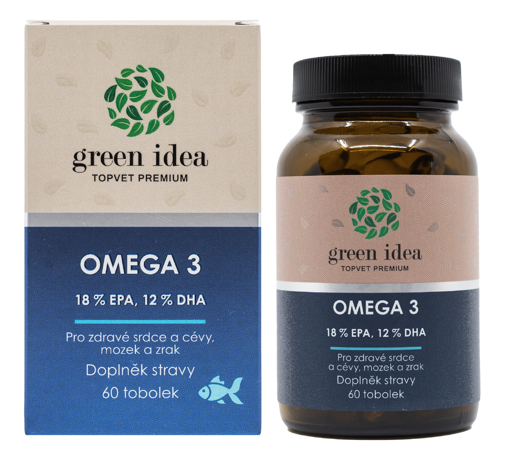 Levně TOPVET Green Idea Omega 3 - 18% EPA, 12% DHA 60 tobolek