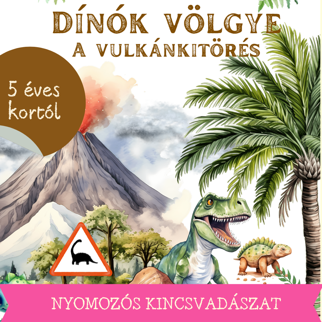 Otthon nyomtatható dínós nyomozós játék 5-9 éveseknek kortól, összejövetelre, szülinapi bulira vagy csak egy hétköznap délutánra!