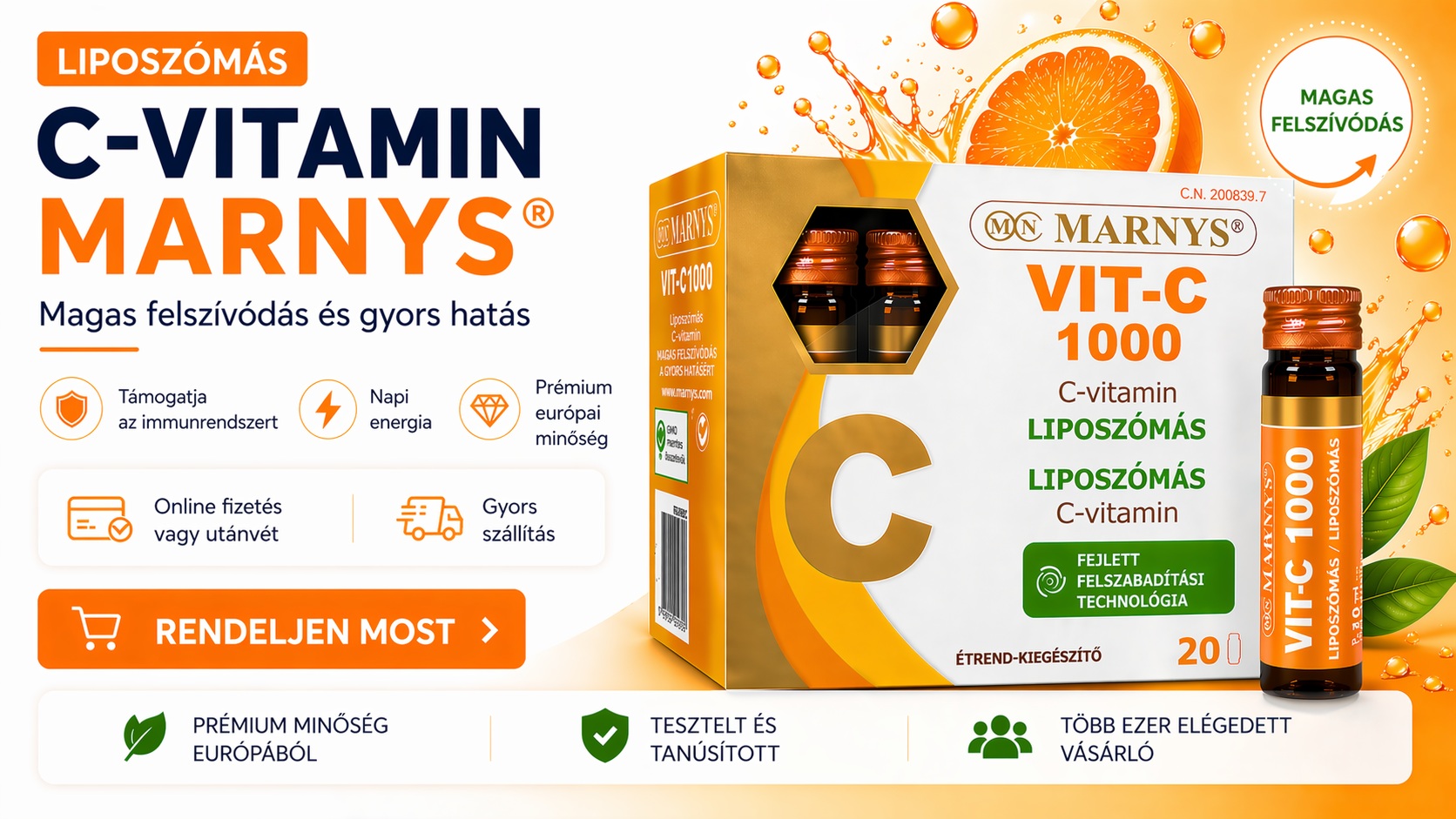 MARNYS VIT C 1000 - liposzómás vitamin C 20x10 ml