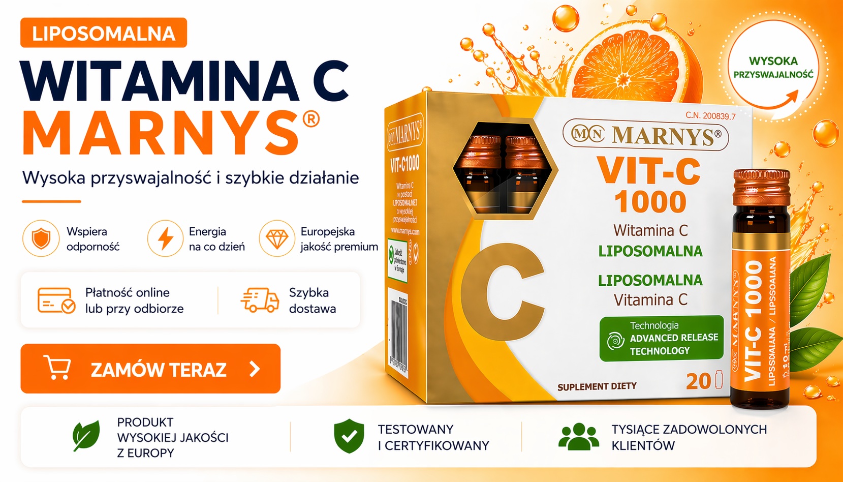 MARNYS VIT C 1000 - witamina liposomalna C 20x10 ml