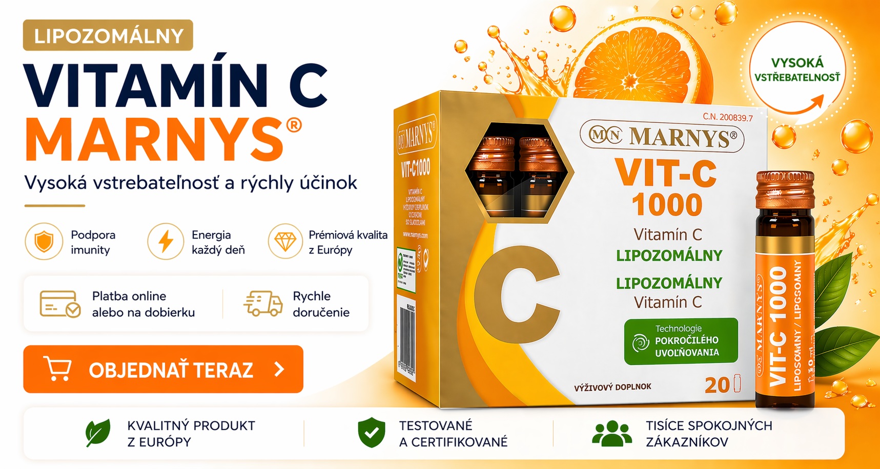 MARNYS VIT C 1000 - lipozomálny vitamín C 20x10 ml