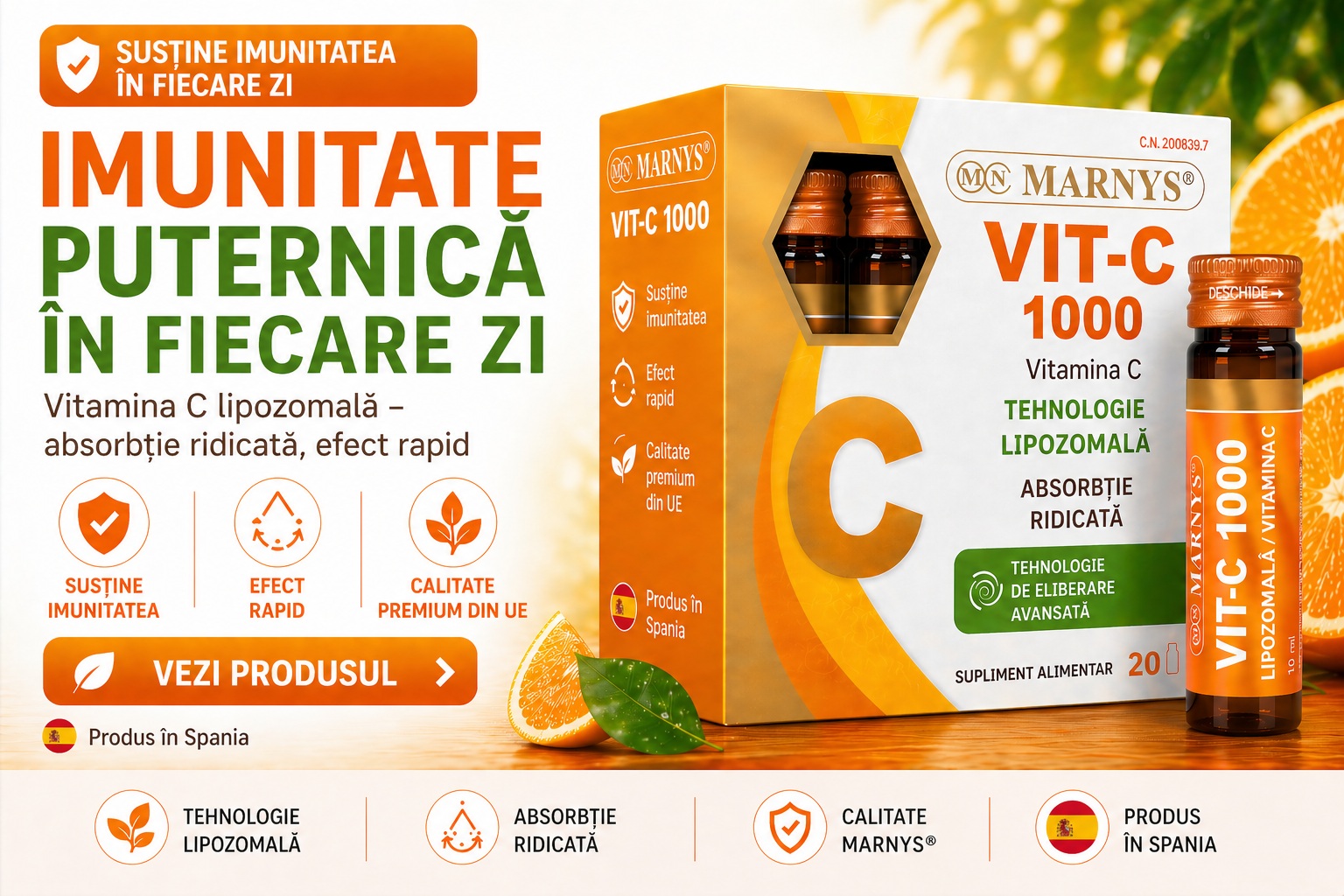 MARNYS Vitamina C 1000 – vitamina C lipozomală pentru imunitate