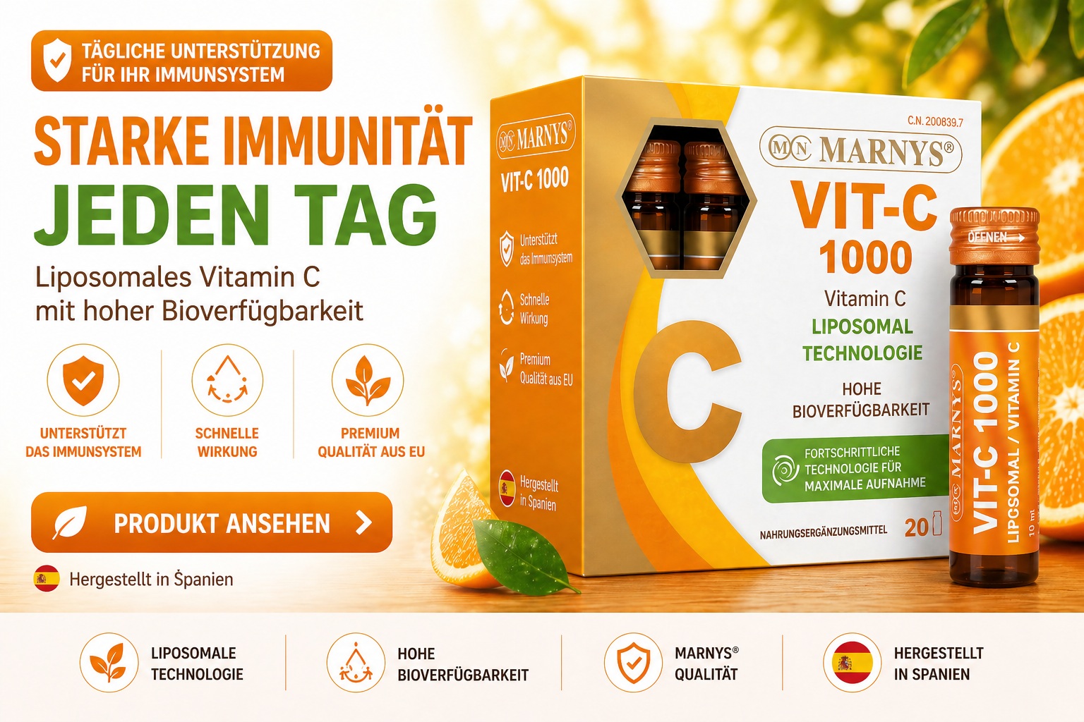 MARNYS Vitamin C 1000 – liposomales Vitamin C für Immunsystem