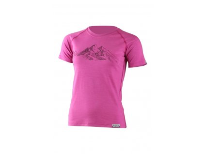 Lasting dámské merino triko s tiskem HILA růžové