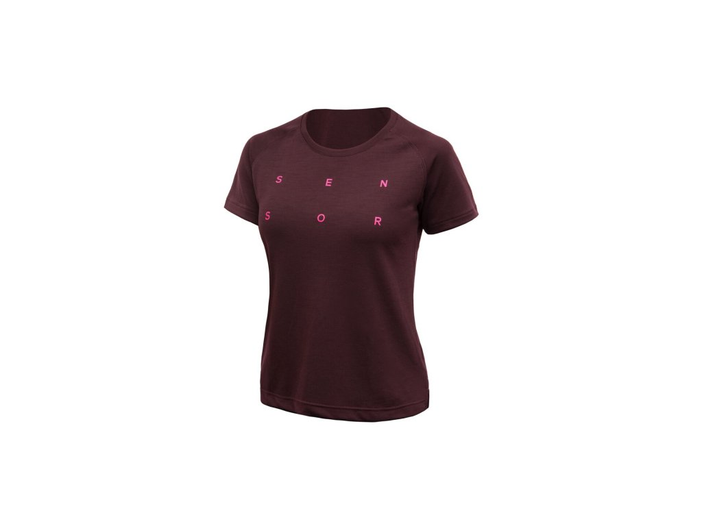 SENSOR MERINO BLEND TYPO dámské triko kr.rukáv port red (Velikost S)
