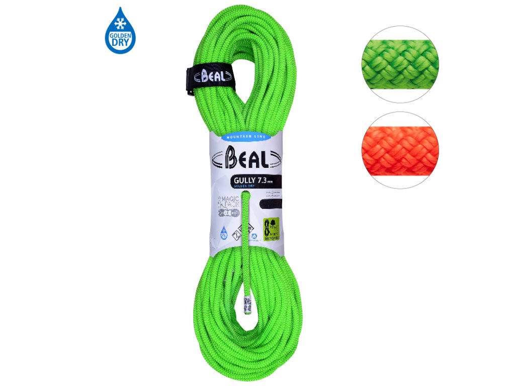 BEAL Gully Unicore (Barva orange / green, Délka 2 × 50 m, Průměr 7,3 mm)