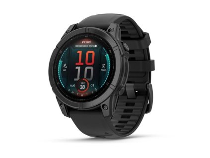 275634 garmin fenix e 47 mm amoled slate grey steel cerny silikonovy reminek