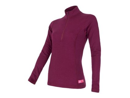 SENSOR MERINO DF dámské triko dl.rukáv zip lilla (Velikost S)