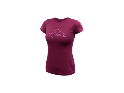 SENSOR COOLMAX TECH GEO MOUNTAINS dámské triko kr.rukáv lilla (Velikost S)
